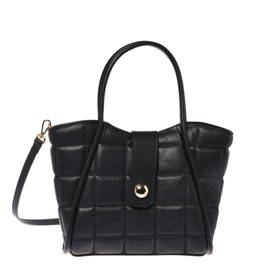 Sac porté épaule en cuir matelassé noir