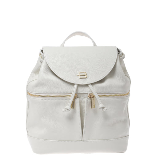 White grained leather backpack