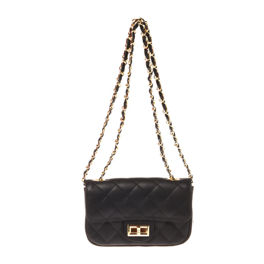 Quilted black leather shoulder bag