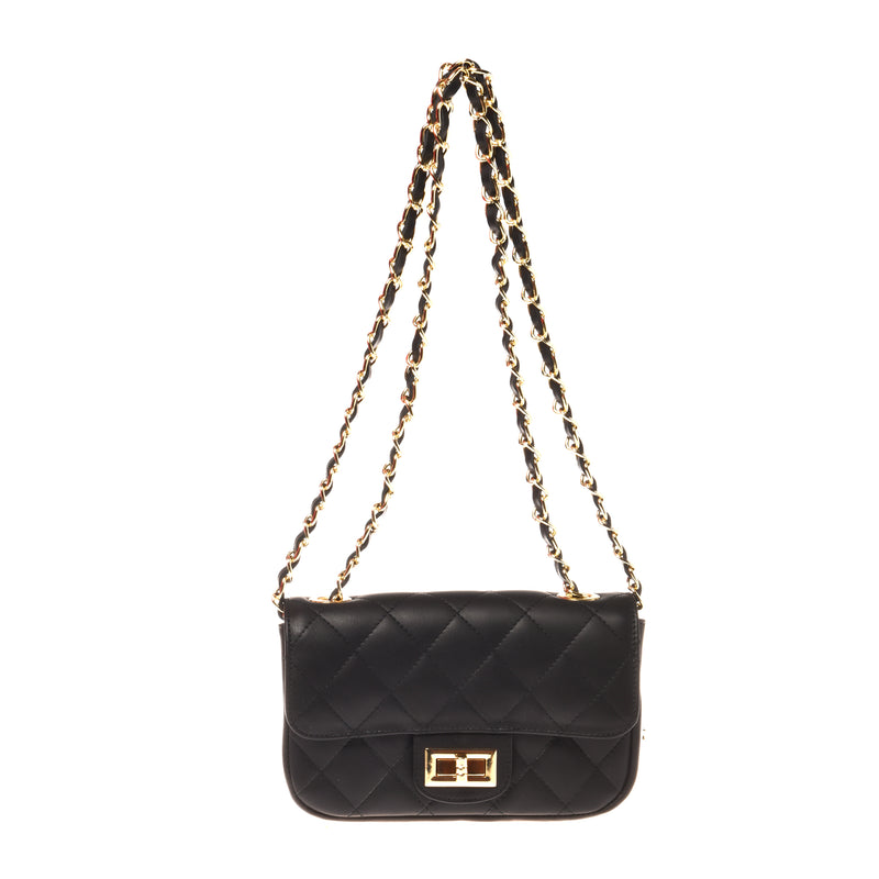 Sac bandoulière en cuir matelassé noire