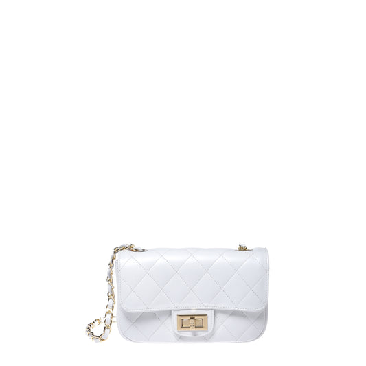 White quilted leather shoulder bag