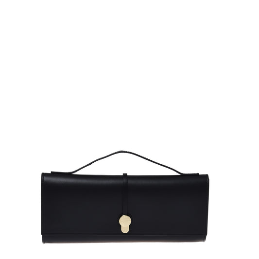 Black nappa leather clutch bag