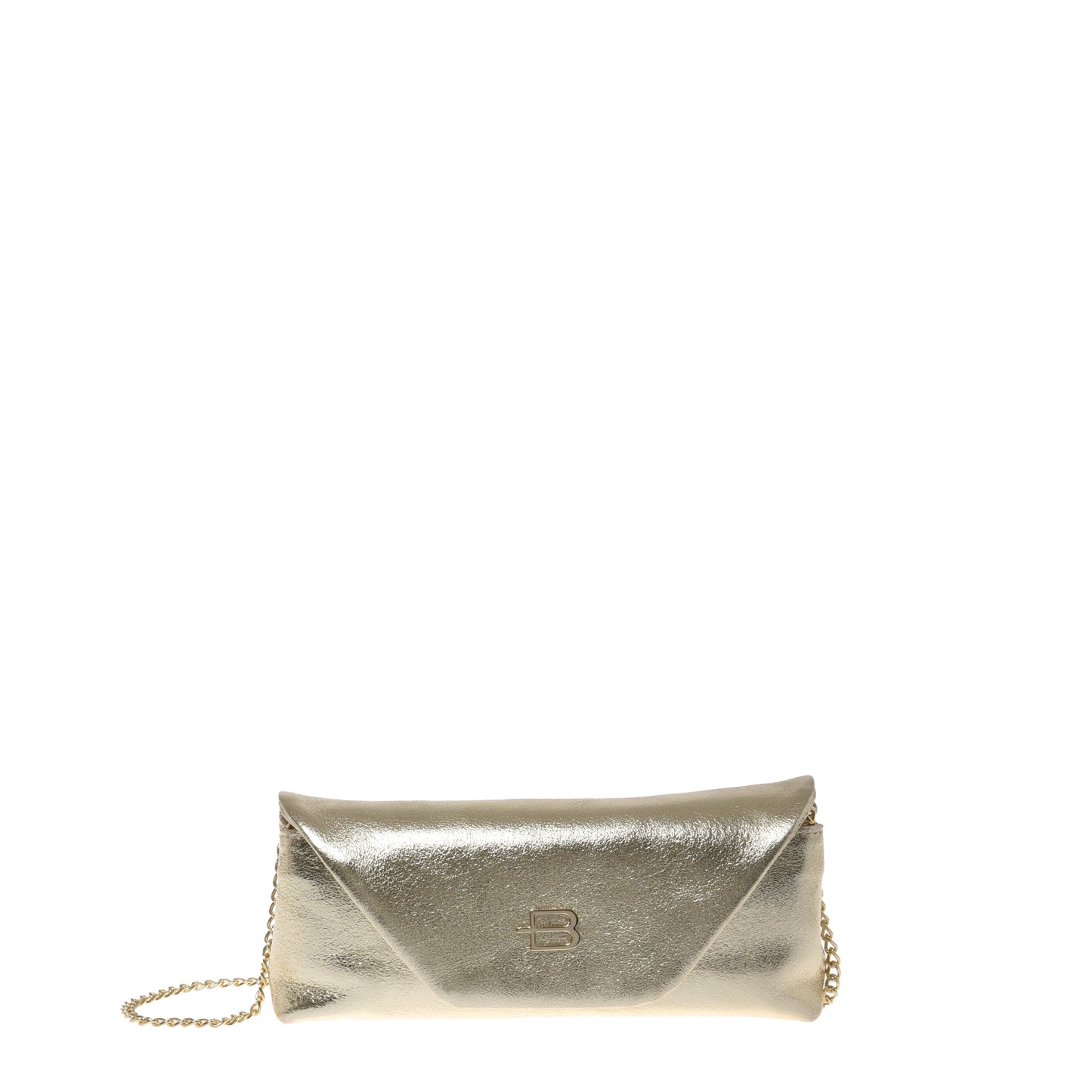 Light gold laminated nappa leather pouch