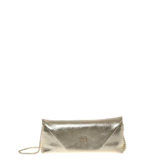 Light gold laminated nappa leather pouch