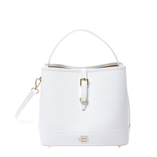 White palmellato leather handbag