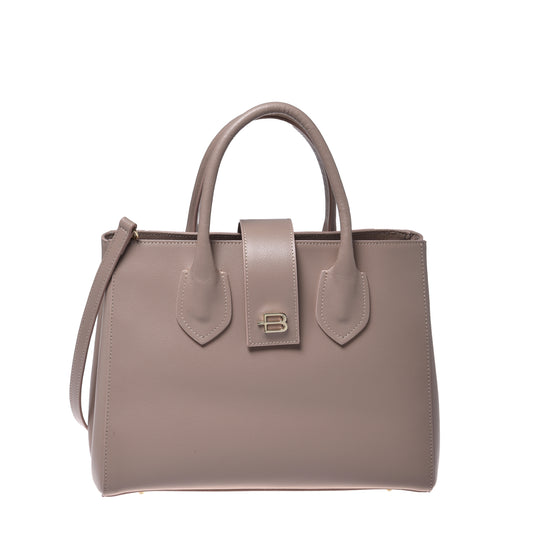 Nude palmellato leather handbag