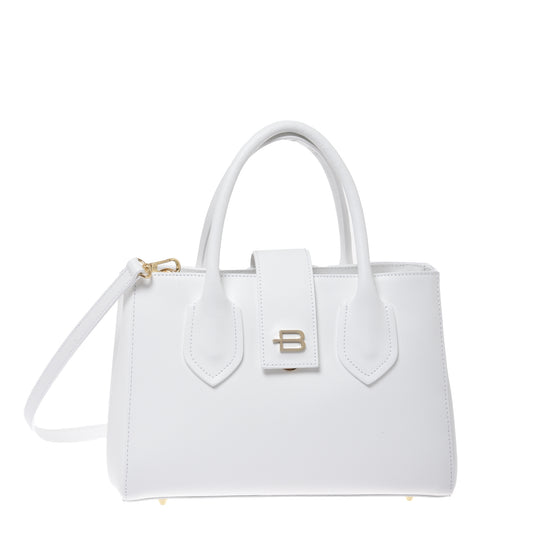White palmellato leather handbag