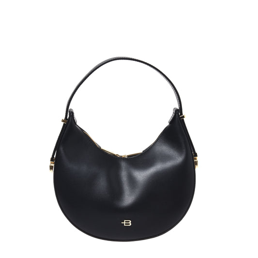 Black leather handbag
