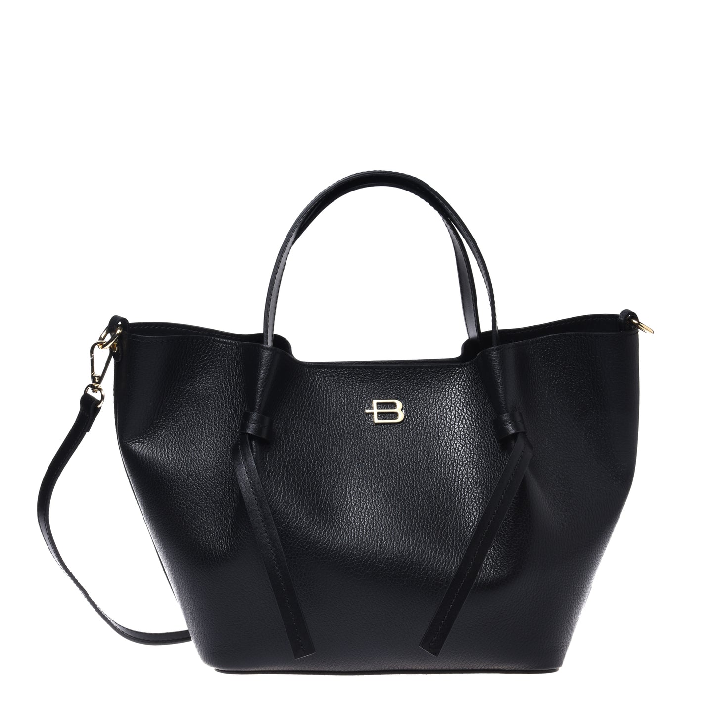 Black grained leather shoulder bag