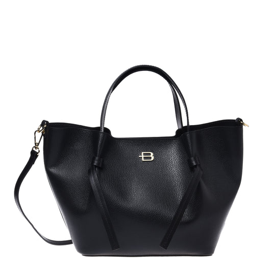Black grained leather shoulder bag