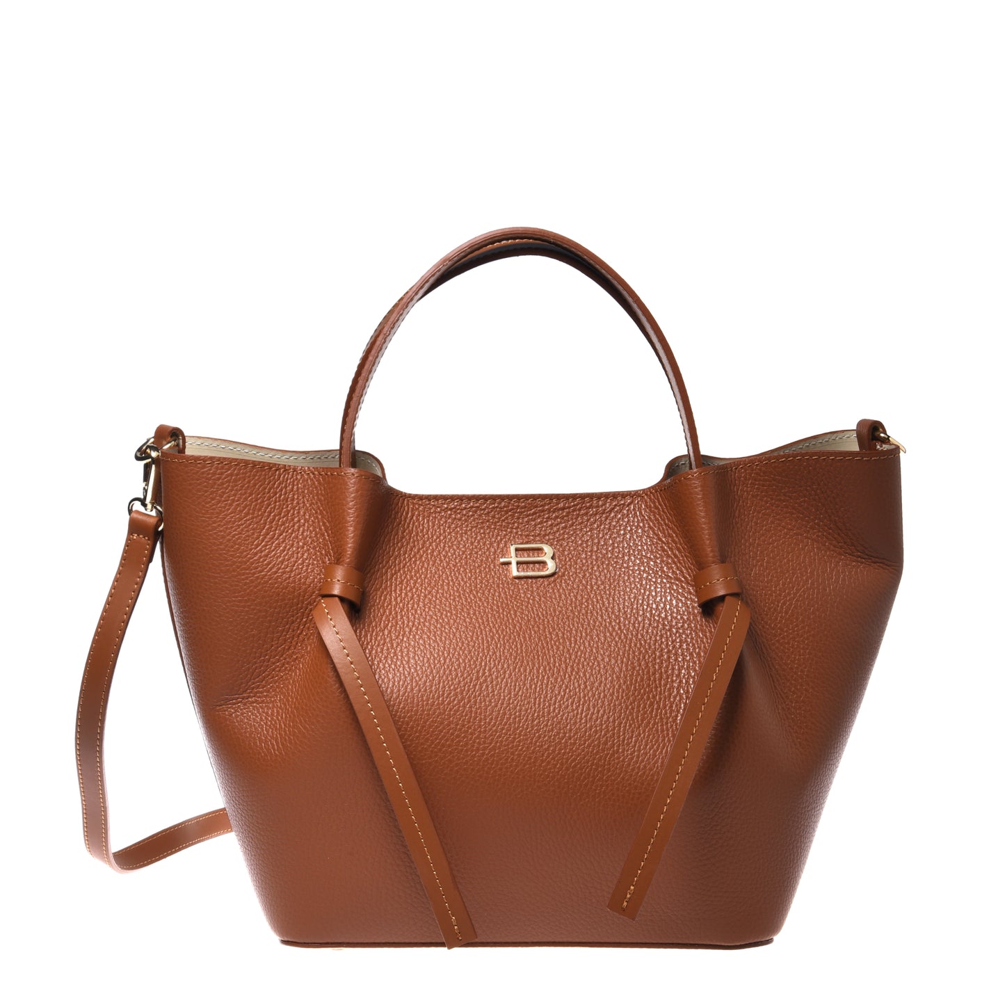 Brown grained leather shoulder bag