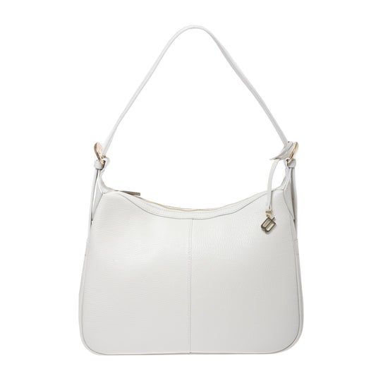 White bottalato leather shoulder bag