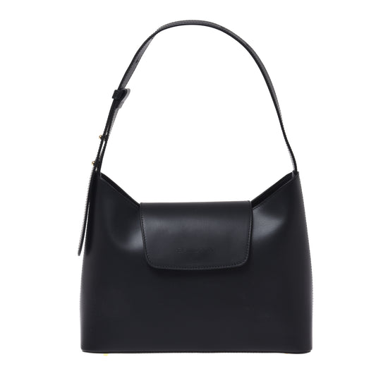 Black leather shoulder bag