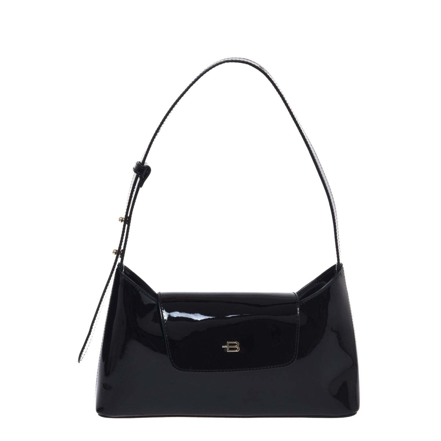 Black patent leather shoulder bag