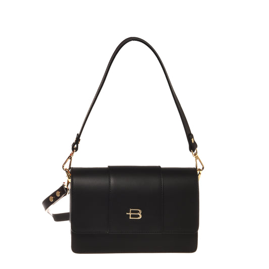 Black leather shoulder bag