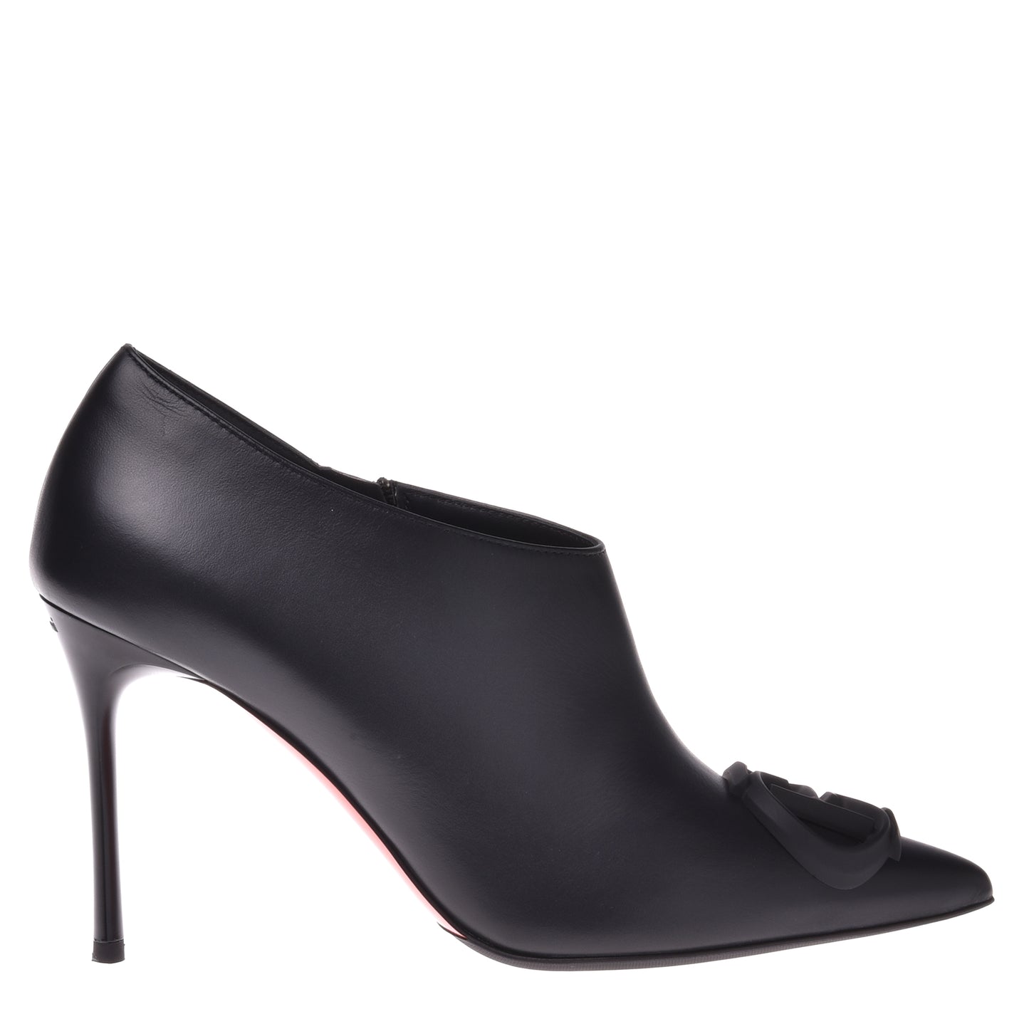 Bottes à talon en cuir de vachette noir