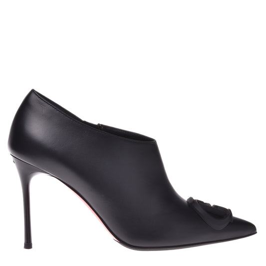 Bottes à talon en cuir de vachette noir