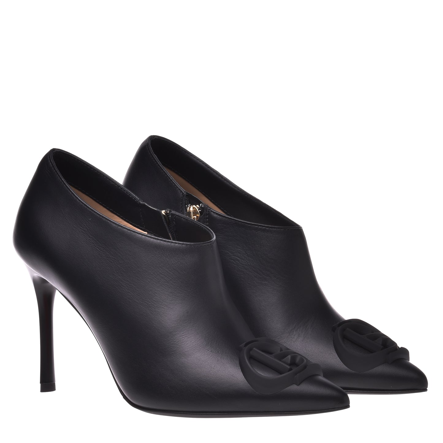 Bottes à talon en cuir de vachette noir