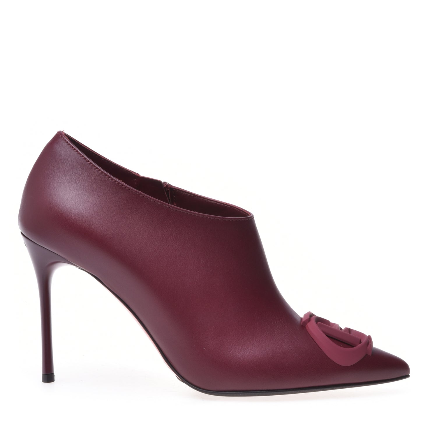 Bottes à talon en cuir de vachette rouge grenat
