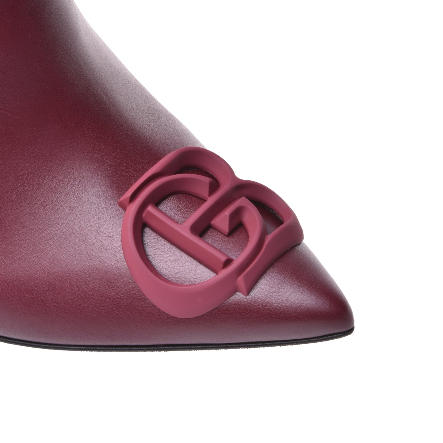 Bottes à talon en cuir de vachette rouge grenat