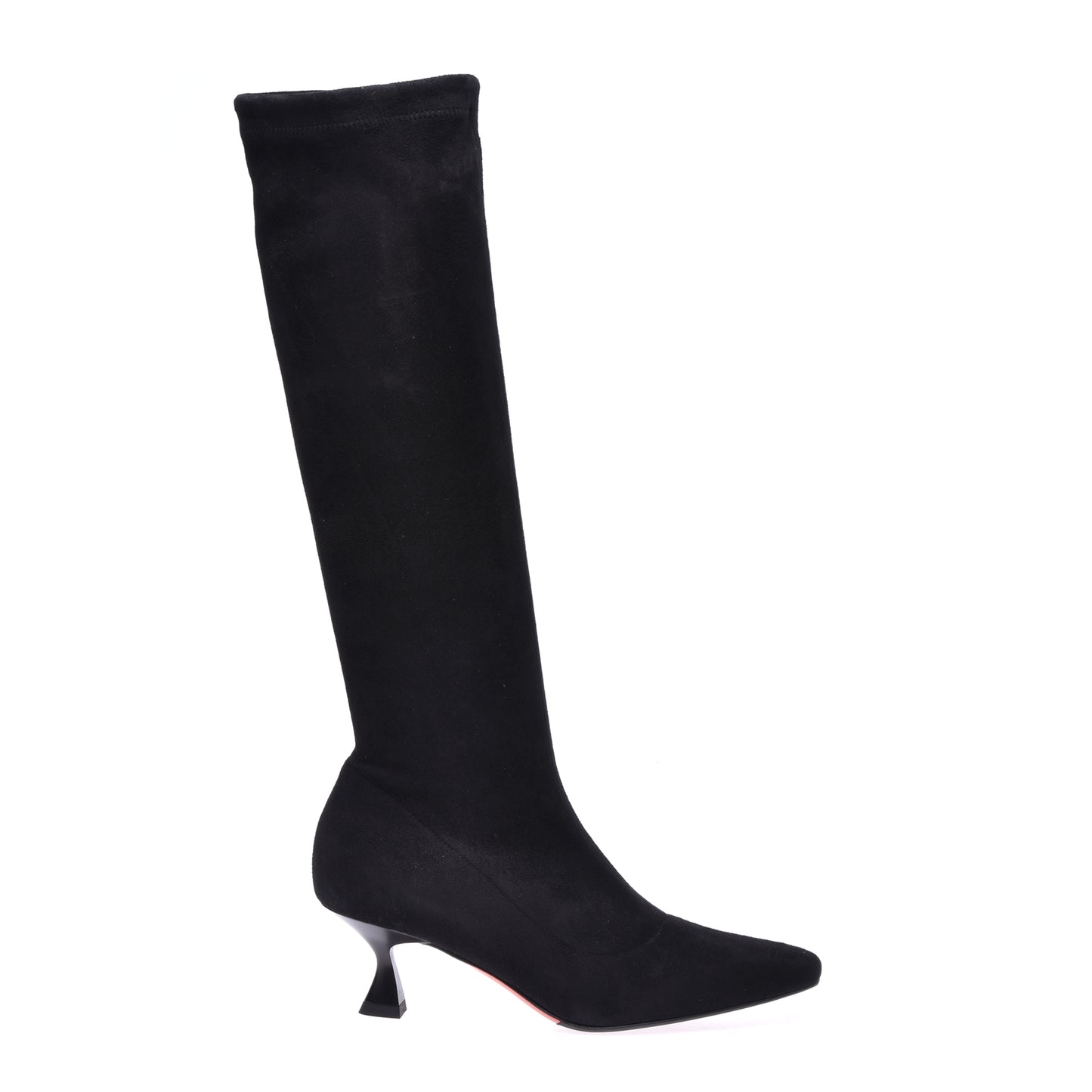 Boots in black stretch suede