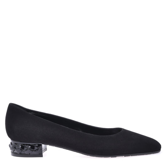 Ballerines à talon en daim noir
