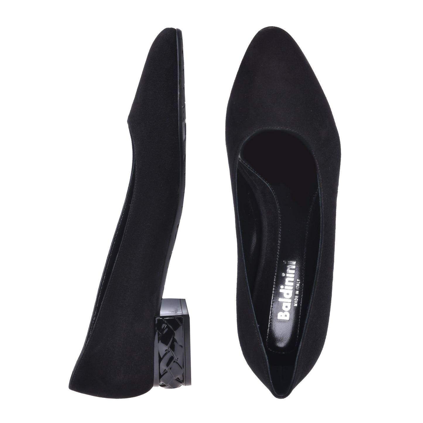 Ballerines à talon en daim noir