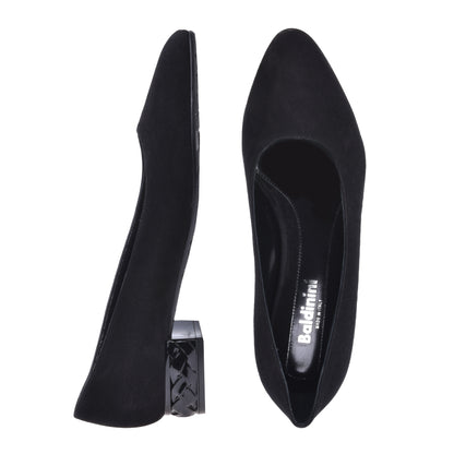 Ballerines à talon en daim noir