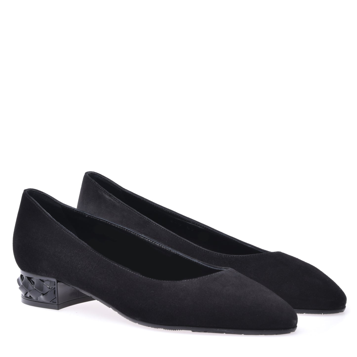 Ballerines à talon en daim noir