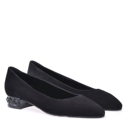 Ballerines à talon en daim noir