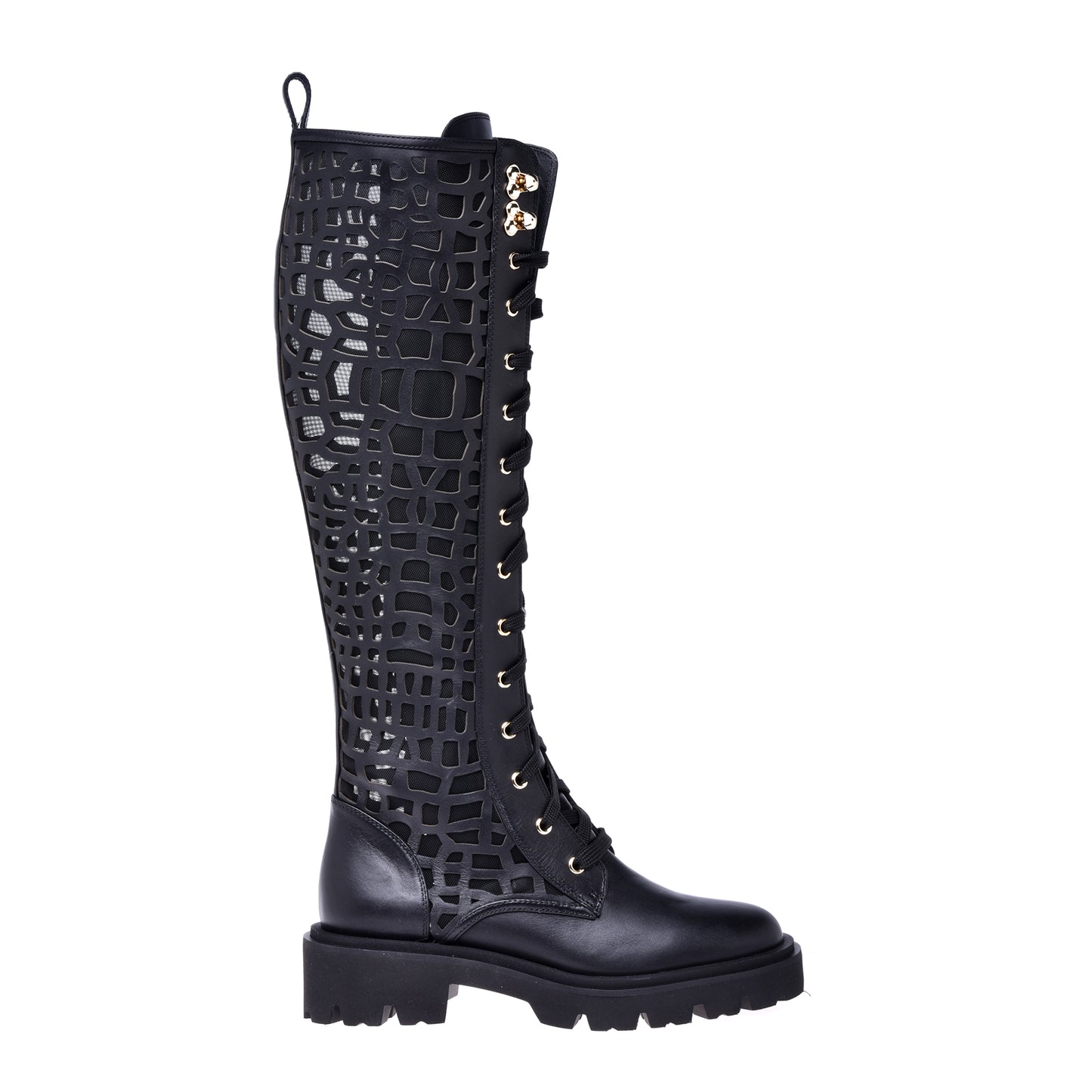 Bottes en cuir de vachette avec découpes au laser