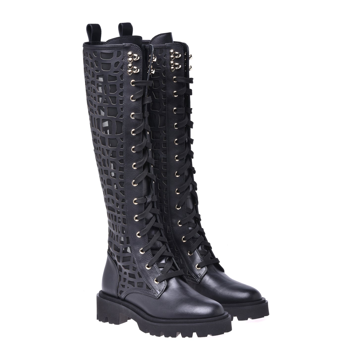 Bottes en cuir de vachette avec découpes au laser