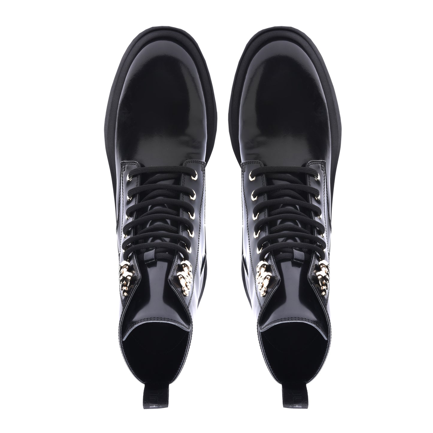Combat boots in black calfskin