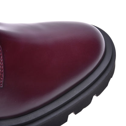 Combat boots in garnet red calfskin