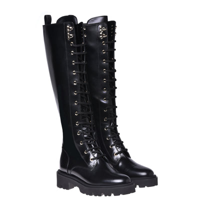 Bottes en cuir de vachette noir