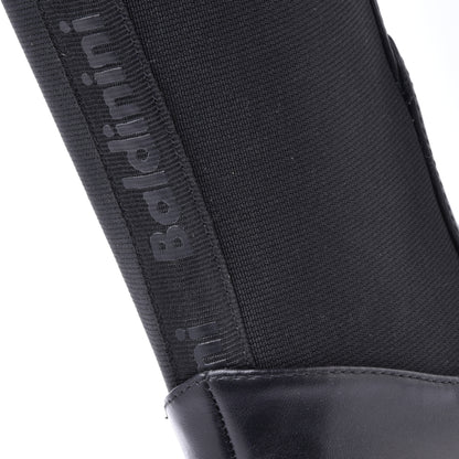 Bottes en cuir de vachette noir avec bande élastique