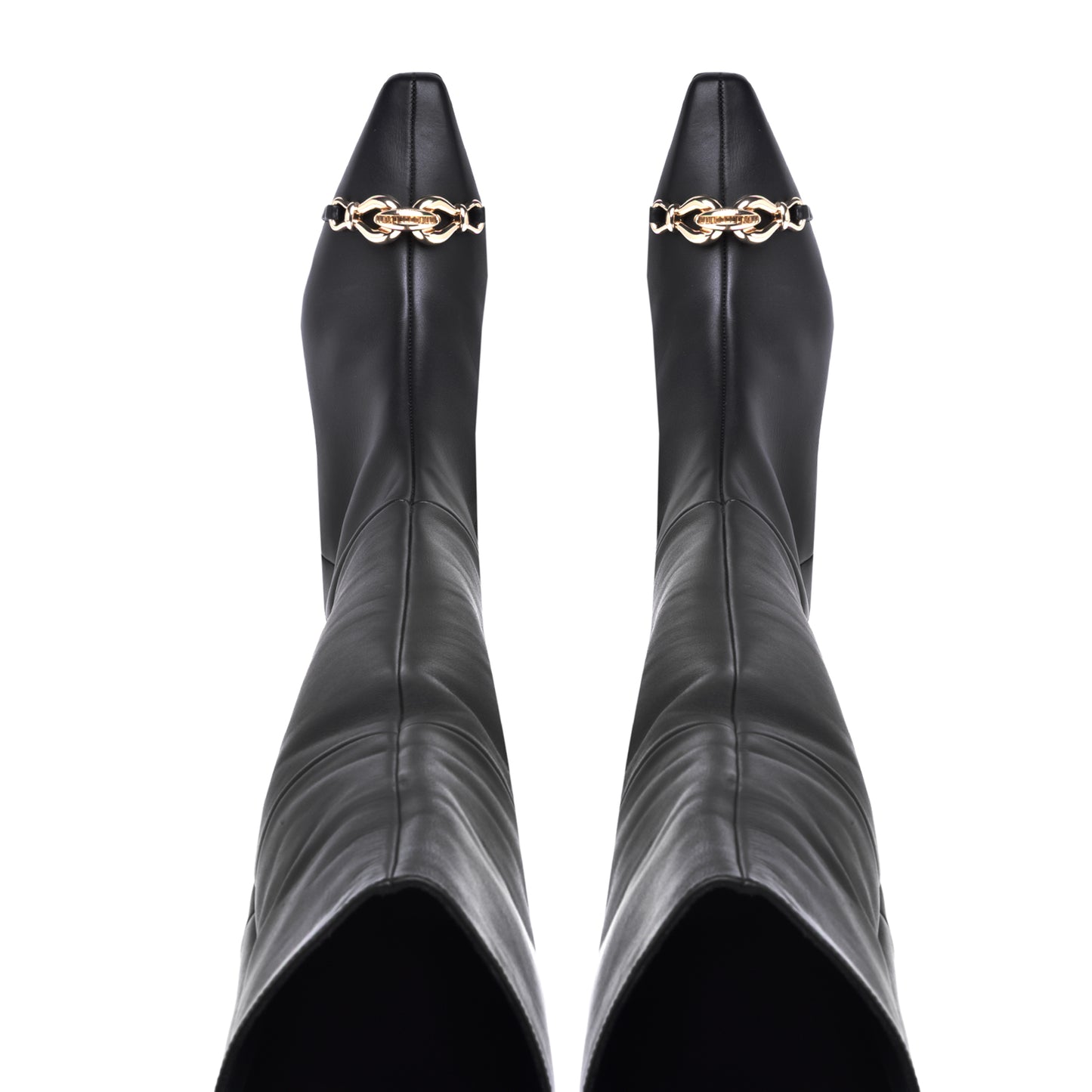 Bottes cuissardes en cuir de veau noir