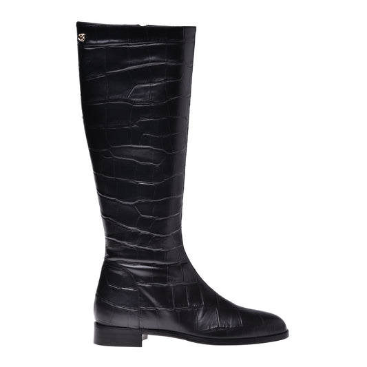 Bottes en croco noir