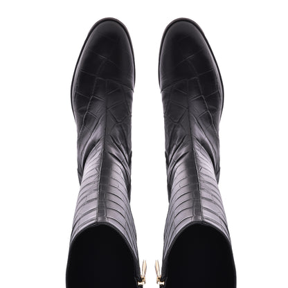 Bottes en croco noir