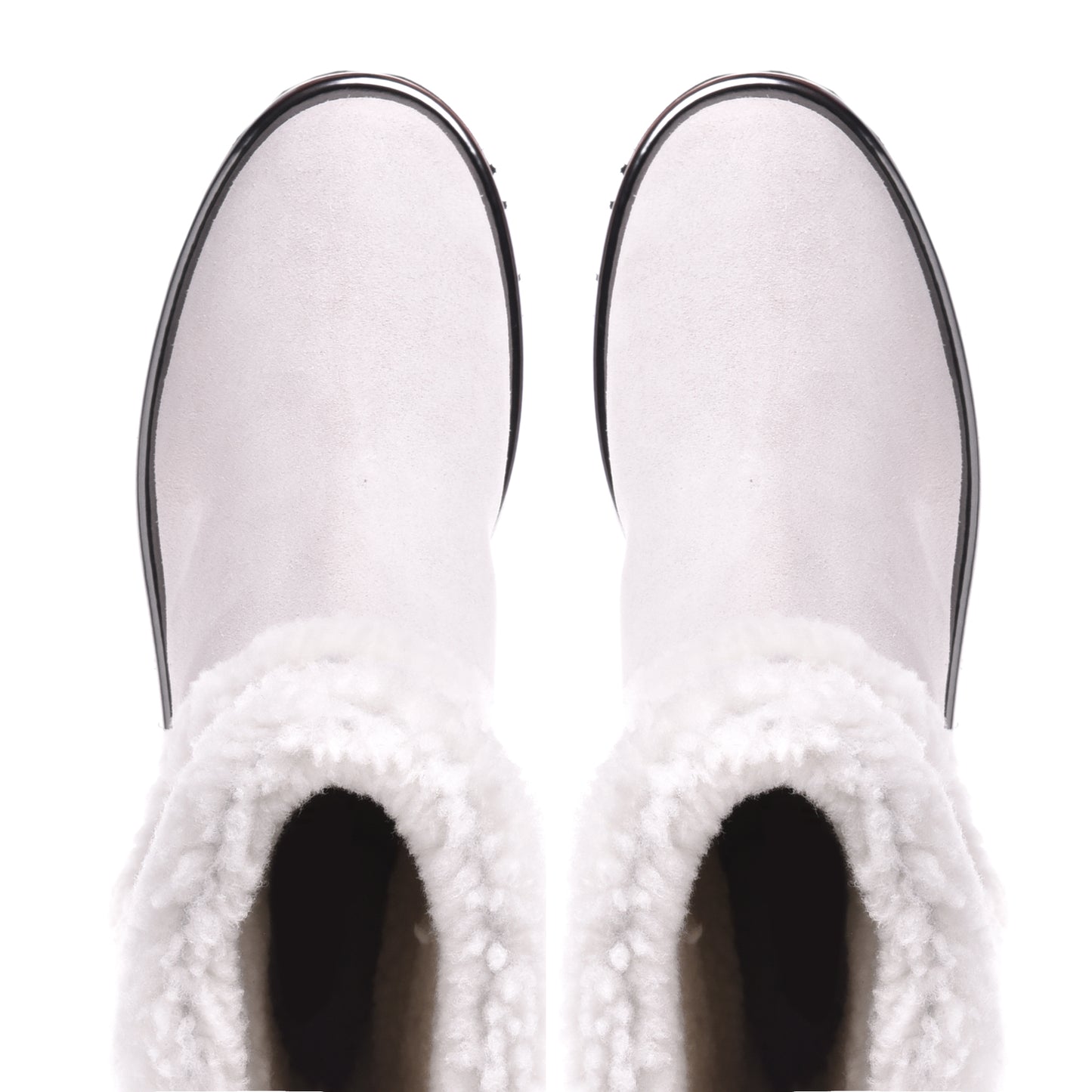 Stivale in suede e glitter panna