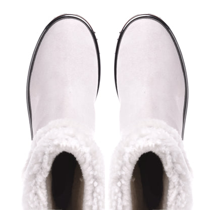 Stivale in suede e glitter panna