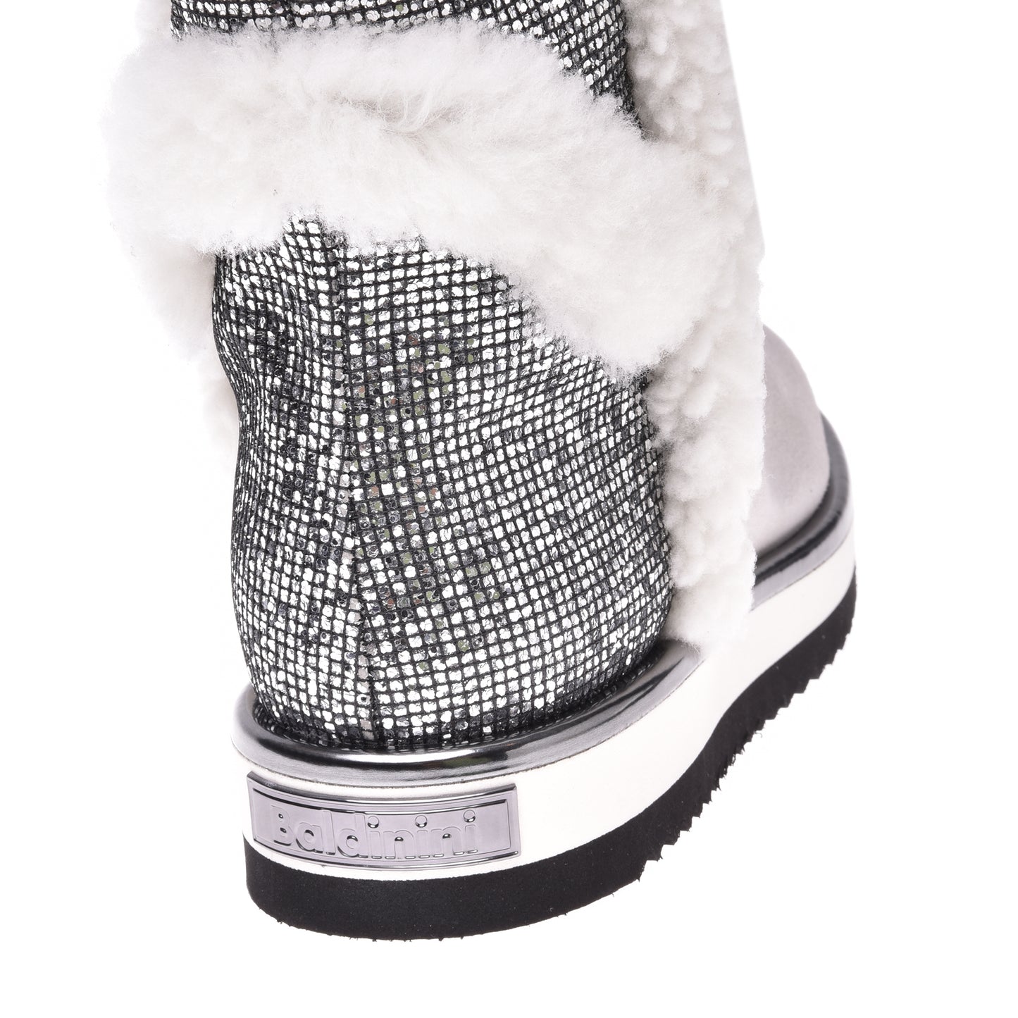 Stivale in suede e glitter panna