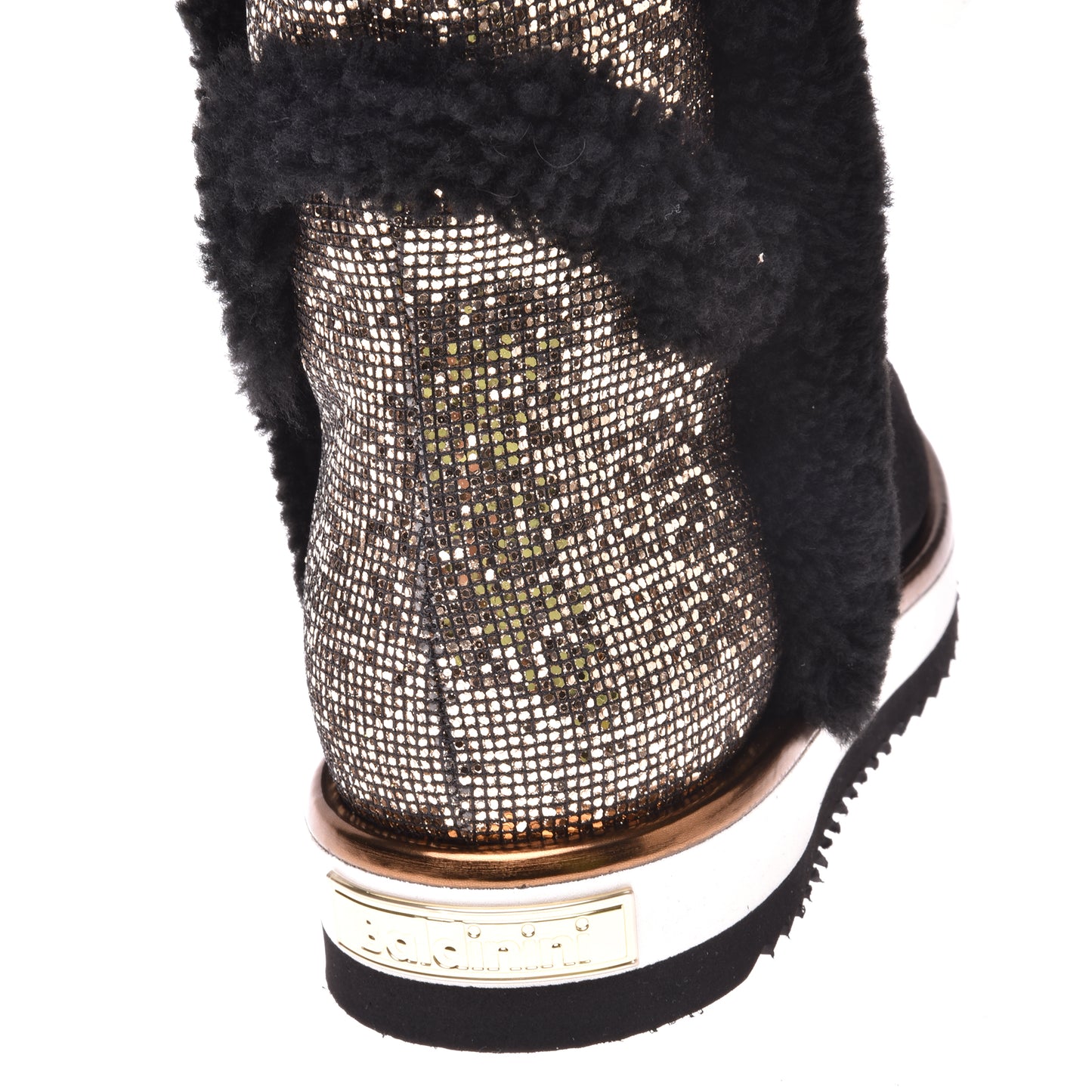 Boots in black suede and glitter