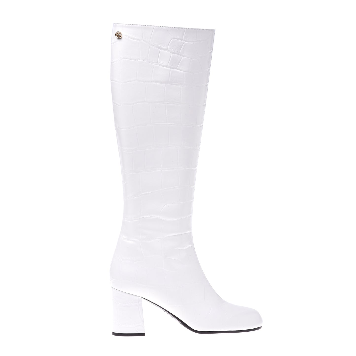 Bottes en croco blanc laiteux