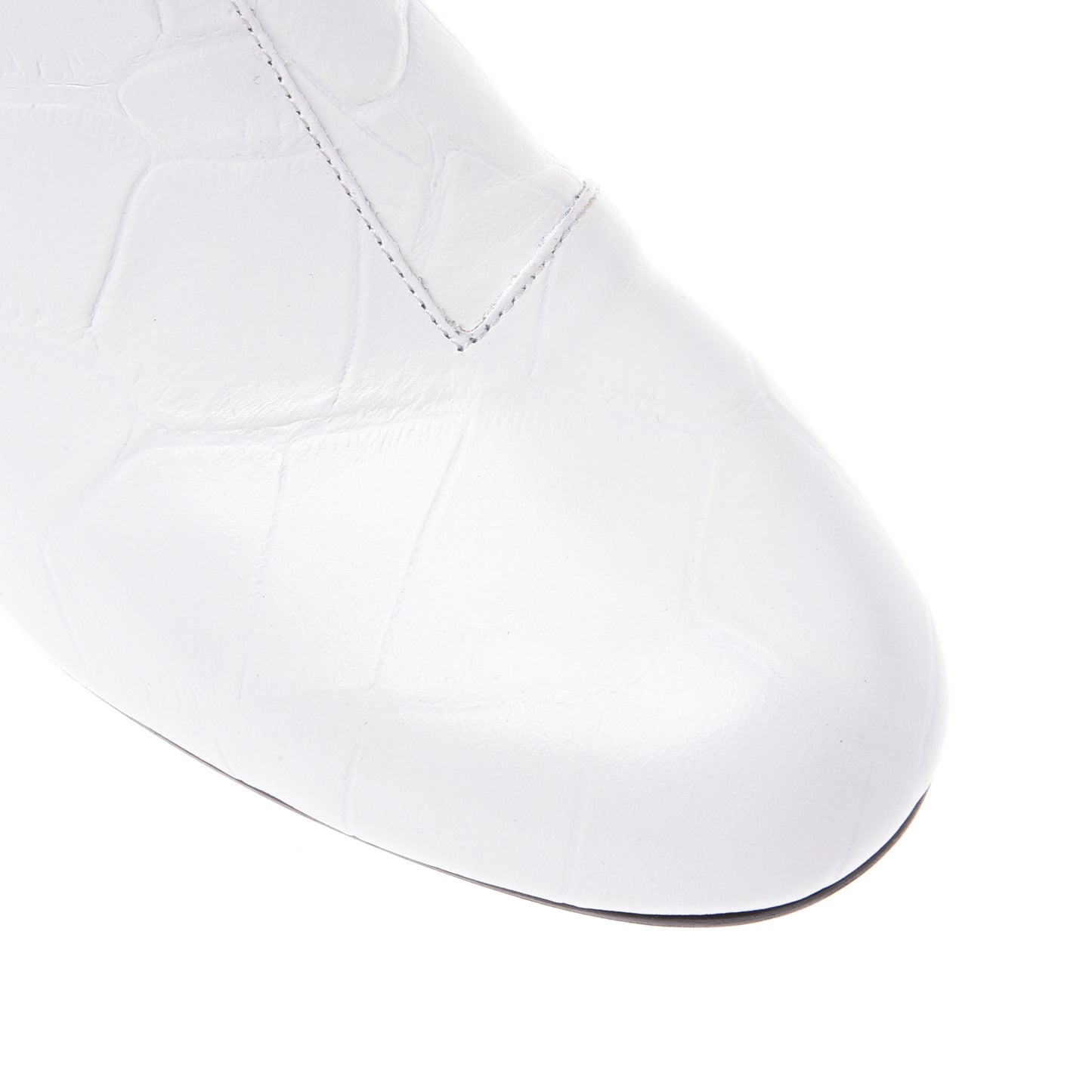 Bottes en croco blanc laiteux