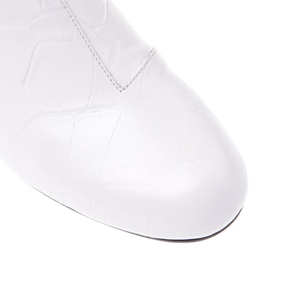 Bottes en croco blanc laiteux