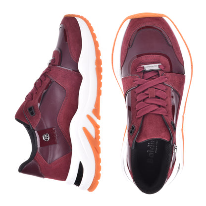 Sneakers en daim et nappa grenat