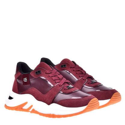 Sneakers en daim et nappa grenat