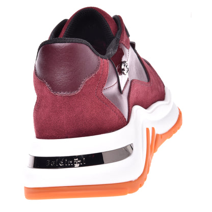 Sneakers en daim et nappa grenat