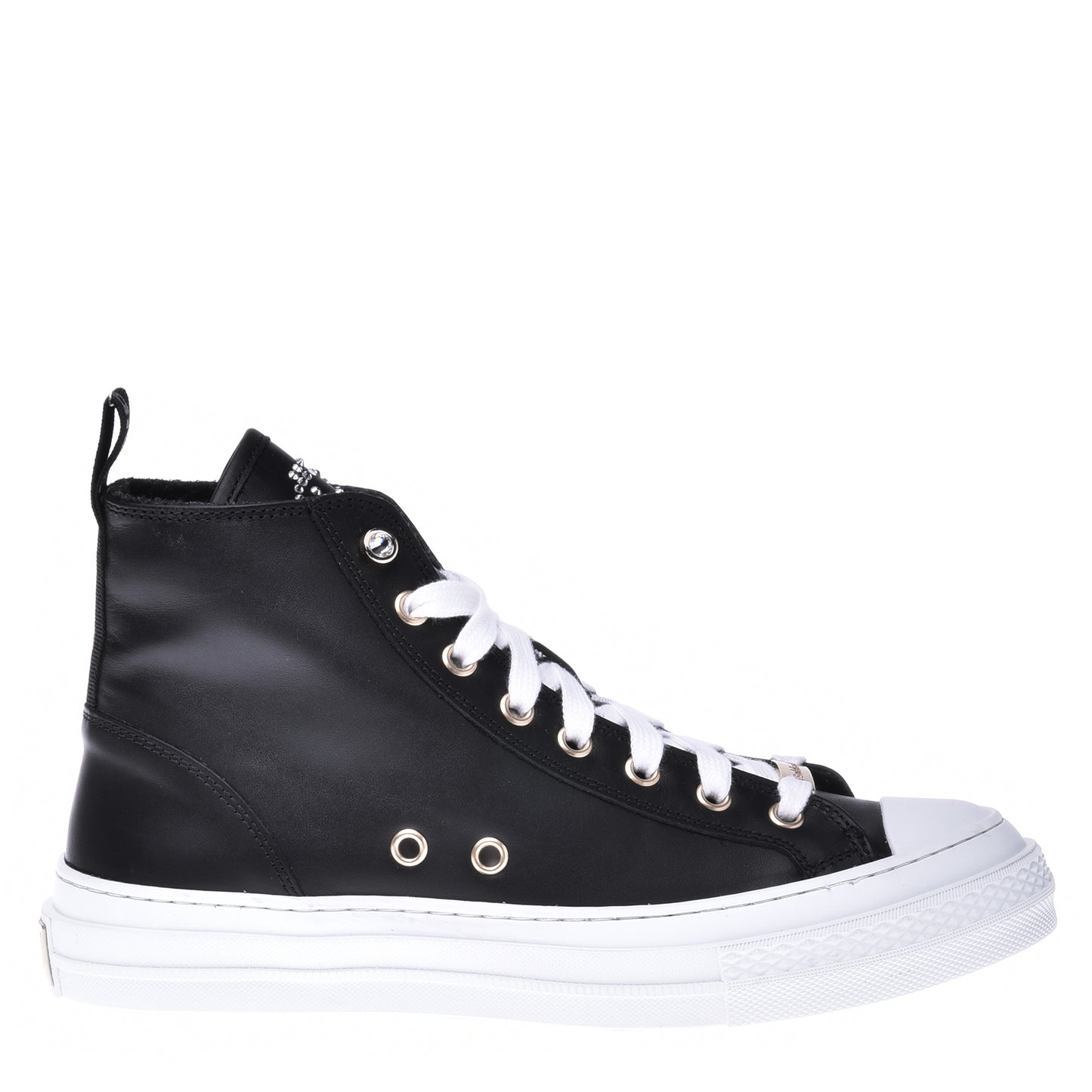 Sneakers montantes en cuir noir